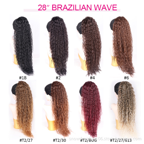 Cheap Black Water Wave Synthetic Fiber Kinky Curly Blonde Straight Drawstring Hairstyles ExtenSions Body Wave Ponytail